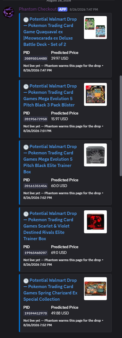 Walmart early-drop monitor warming product pages before they go live